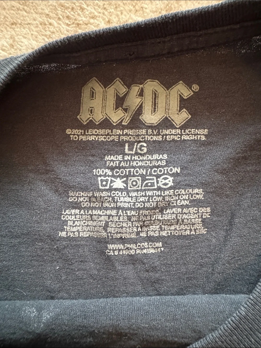 AC/DC Black Tee with American Flag Logo